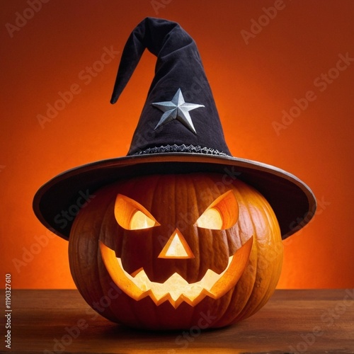 halloween pumpkin with hat