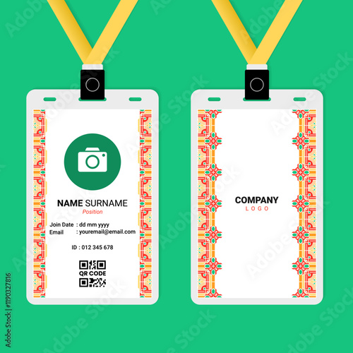 ID Card Design with Geometric Chinese Ornament on The Side