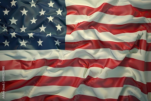 Clear Pixel Picture of United States of America Waving Flag with Many Folds