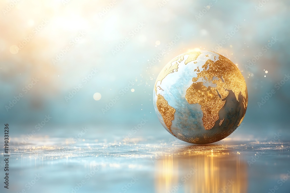 Golden Globe Earth: Serene Celestial Art Golden Globe Earth: Serene Celestial Art