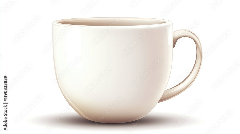 A simple white ceramic mug with a handle, isolated on a white background. A simple white ceramic mug with a handle, isolated on a white background.