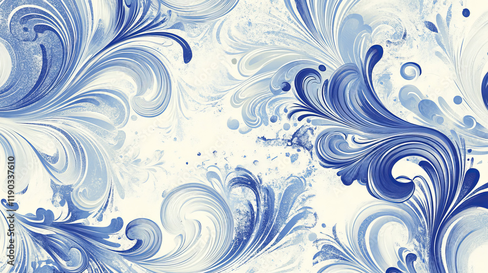 Blue floral pattern with decorative elements for background or wallpaper design. Vector version also available in gallery Blue floral pattern with decorative elements for background or wallpaper design. Vector version also available in gallery