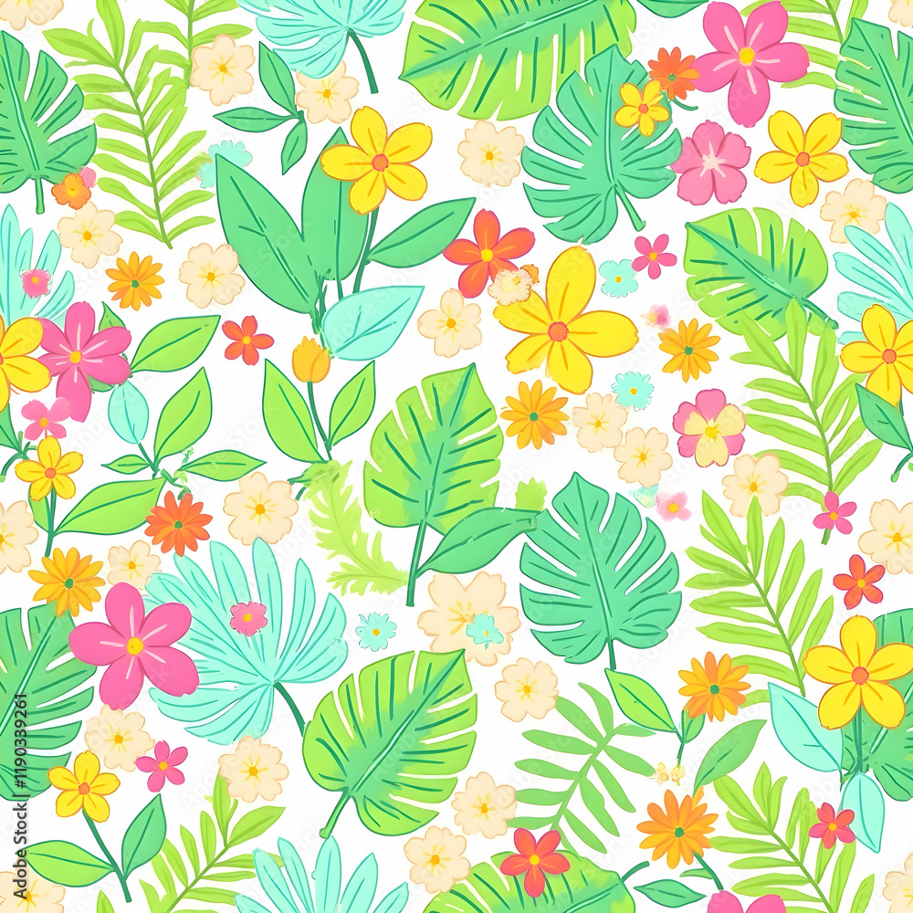Seamless pattern of plants and flower Seamless pattern of plants and flower