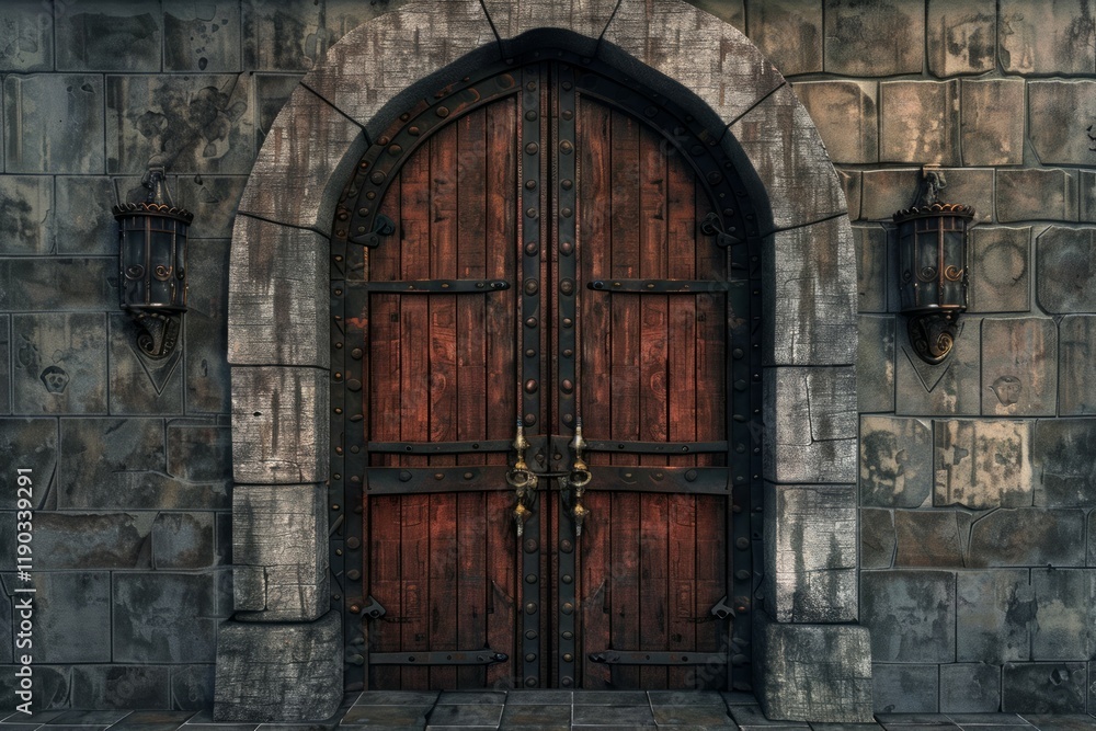 custom made wallpaper toronto digital Old wooden door from ancient medieval european castle. Detailed photo textured background