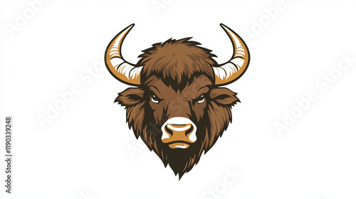 Buffalo or bull head with long hornes for mascot design. Jpeg version also available in gallery photo