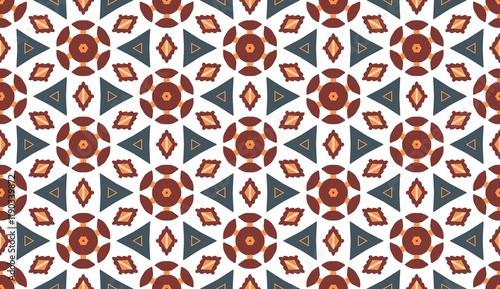 Abstract Retro Geometric Seamless Pattern in Earthy Tones.
