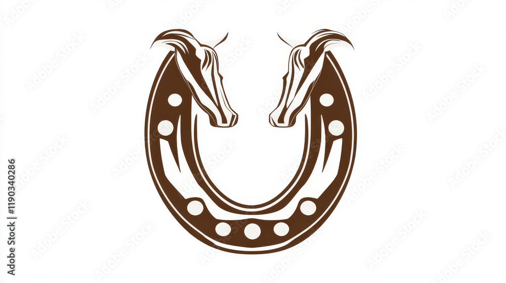 Horseshoe lucky symbol with horse isolated on white or logo template. Vector version also available in gallery Horseshoe lucky symbol with horse isolated on white or logo template. Vector version also available in gallery