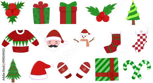 set of christmas icons