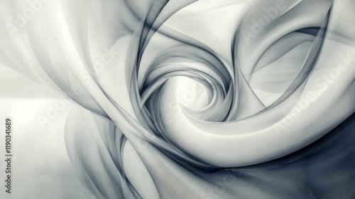 Abstract White and Gray Swirl Patterns with Soft Gradients. Abstract Art and Flow background texture
