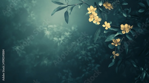 Yellow Flowers Bloom Amongst Dark Green Leaves
