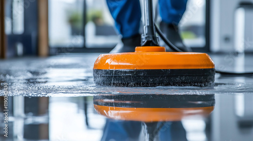 Professional cleaning equipment in modern facility. Ideal for cleaning services, facility maintenance, or professional sanitation.