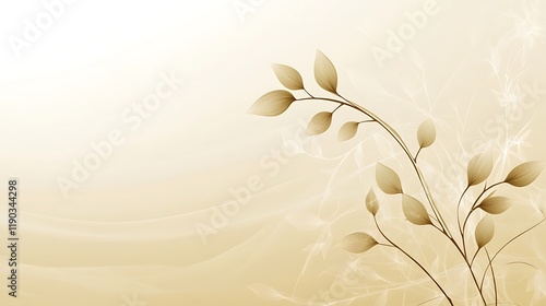 Elegant Beige Floral Design With Delicate Branching Leaves