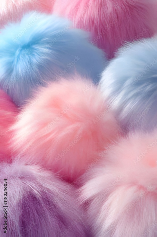 Soft pastel pom-poms, fluffy texture, colorful fur balls. Soft pastel pom-poms, fluffy texture, colorful fur balls.