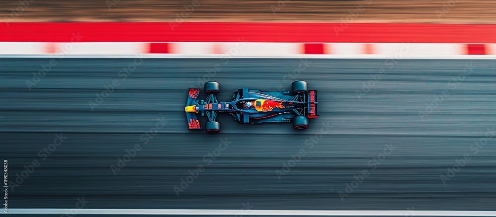 Obraz premium Top View Racing Formula 1 Car Speed Blur