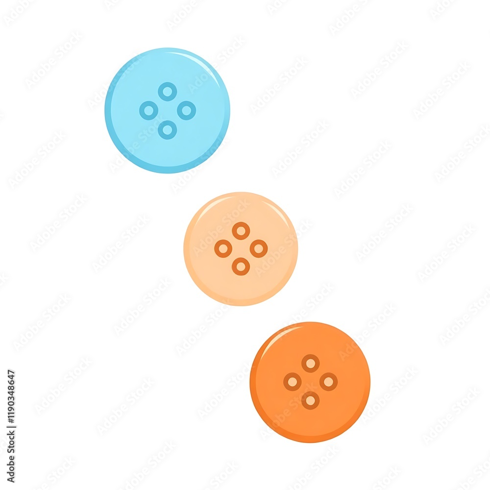 Fototapeta premium Three Pastel-Colored Buttons: A Simple, Flat Design