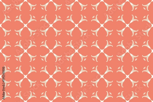 Abstract Coral and Beige Seamless Floral Pattern.