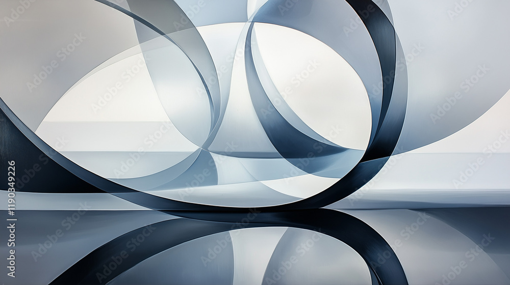Fototapeta premium Abstract minimalist curves with soft reflection