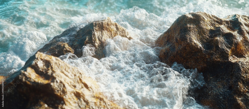 Ocean waves crashing against rocky shore. Ocean waves crashing against rocky shore.
