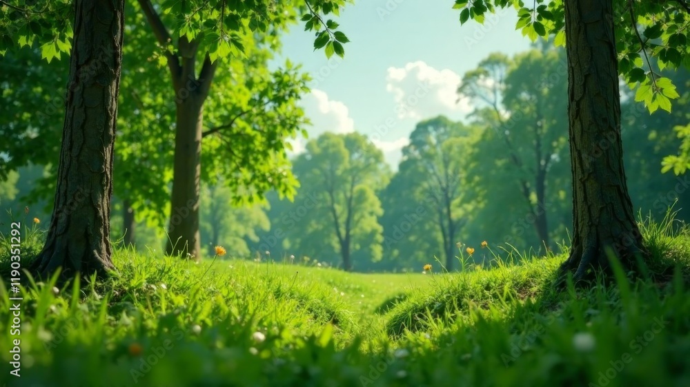 green forest on a bright summer day view from inside the forest green forest on a bright summer day view from inside the forest