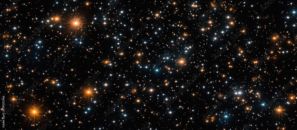 Dense star field image showing numerous stars of varying brightness and color. Dense star field image showing numerous stars of varying brightness and color.