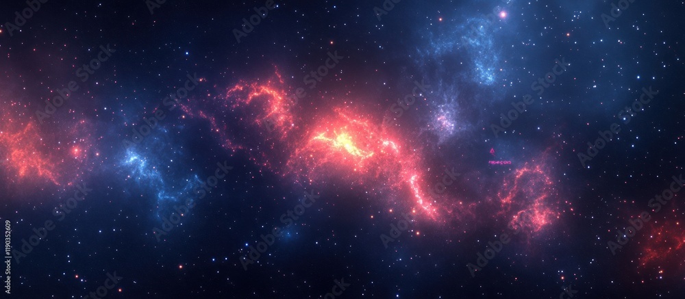 Cosmic Nebula Red and Blue Gaseous Clouds in Space. Cosmic Nebula Red and Blue Gaseous Clouds in Space.