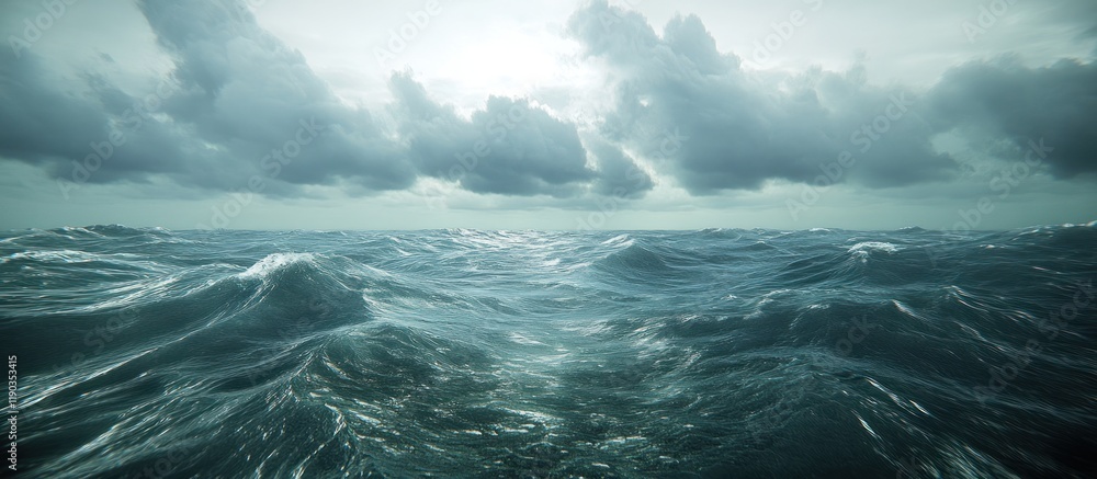 Fototapeta premium Dramatic ocean waves under a stormy sky.