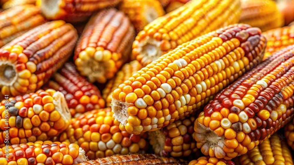 Close-up of Dried Corn Kernels, Rustic Harvest Texture, Dried Maize, Agricultural Bounty