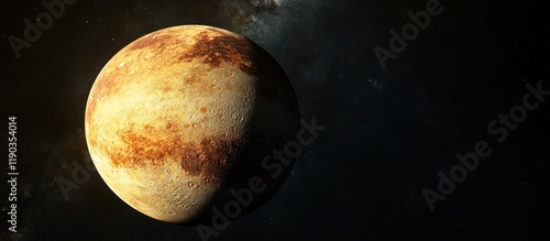 Golden planet in dark space.