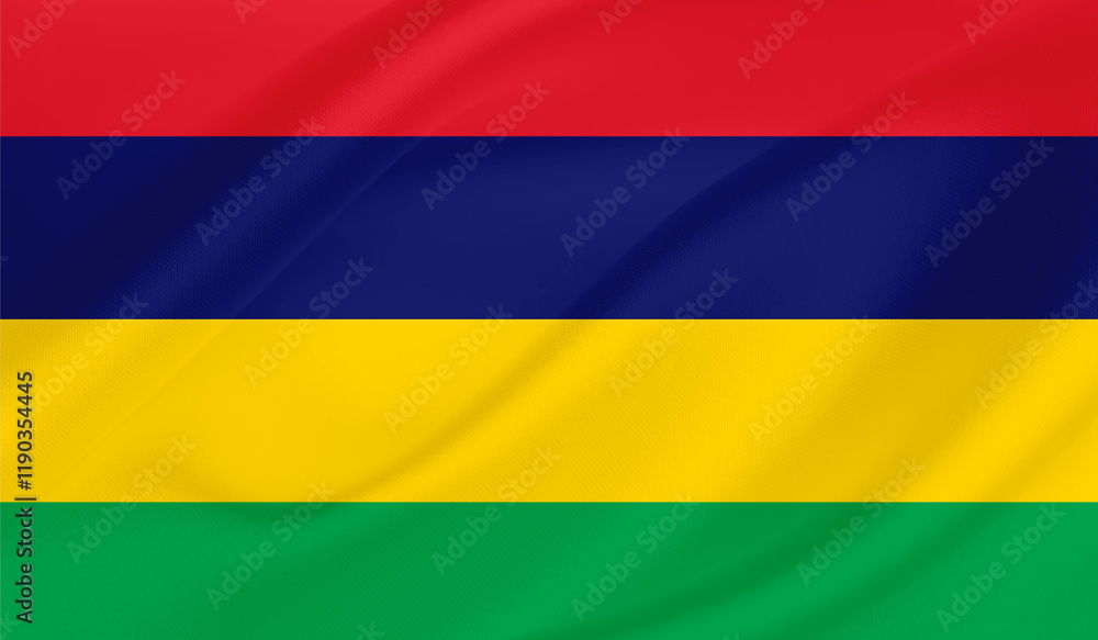 Realistic National Flag of Mauritius Realistic National Flag of Mauritius