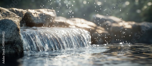 Wallpaper Mural Serene waterfall cascading over rocks into a tranquil pool. Torontodigital.ca