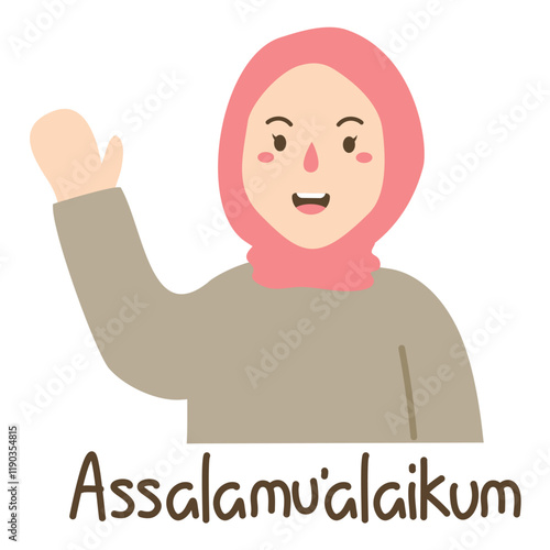 Illustration of a woman Performing Greeting