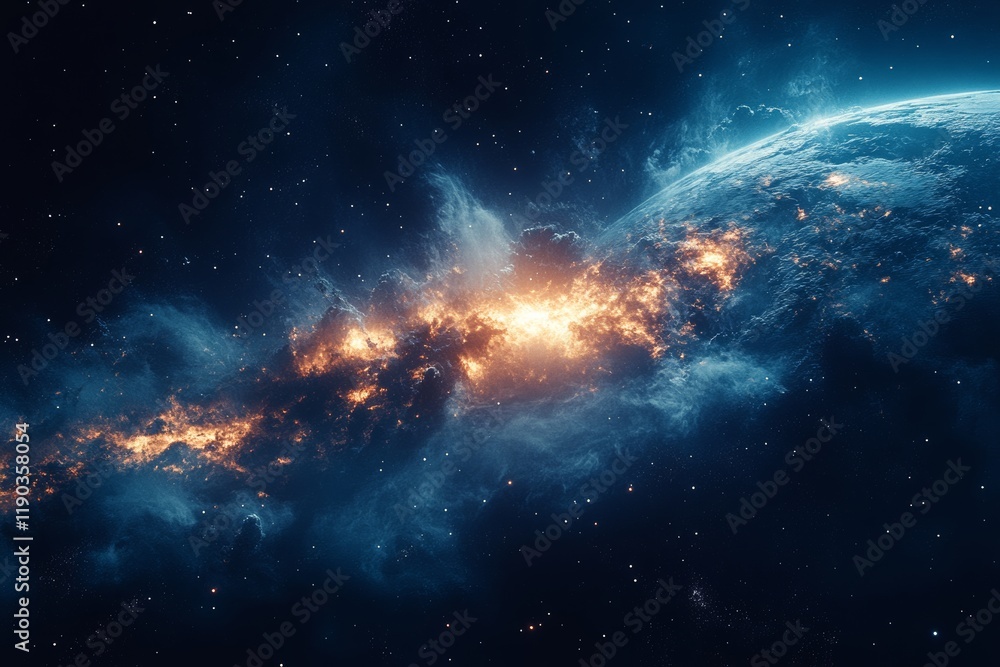 Fototapeta premium An astronaut floating in the vastness of space, with Earth glowing in the background. Generative AI