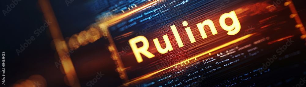 Obraz premium Close up of case file with glowing ruling label, showcasing details