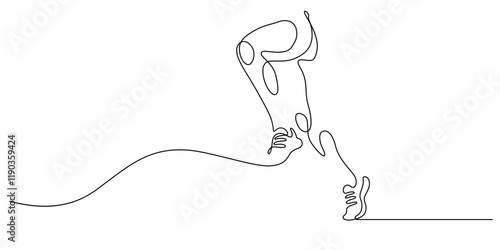 human running posture one line drawing continuous minimalist art