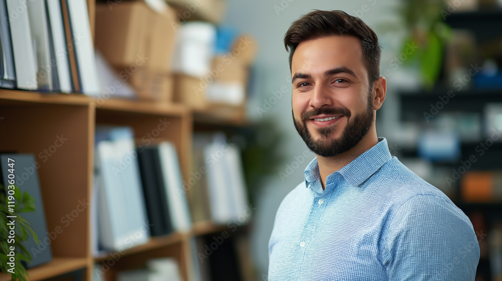Middle Eastern professional in modern office environment with friendly expression. Ideal for workplace diversity, corporate culture, or professional networking. Middle Eastern professional in modern office environment with friendly expression. Ideal for workplace diversity, corporate culture, or professional networking.