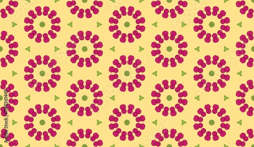 Symmetrical Floral Kaleidoscope Seamless Pattern.