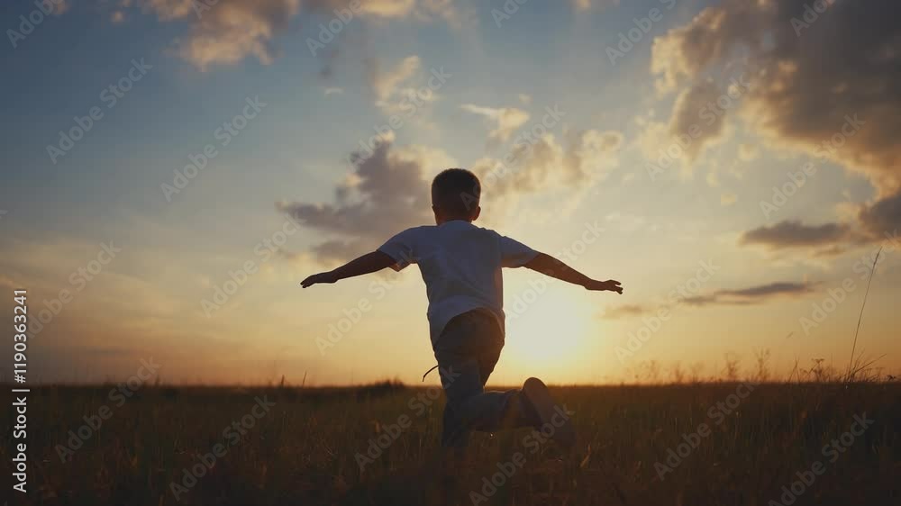 Silhouette of a child running in the park. happy family kid dream concept. A boy runs for freedom alone. Silhouette of a boy running alone in the park lifestyle in. freedom. happy childhood. Silhouette of a child running in the park. happy family kid dream concept. A boy runs for freedom alone. Silhouette of a boy running alone in the park lifestyle in. freedom. happy childhood.
