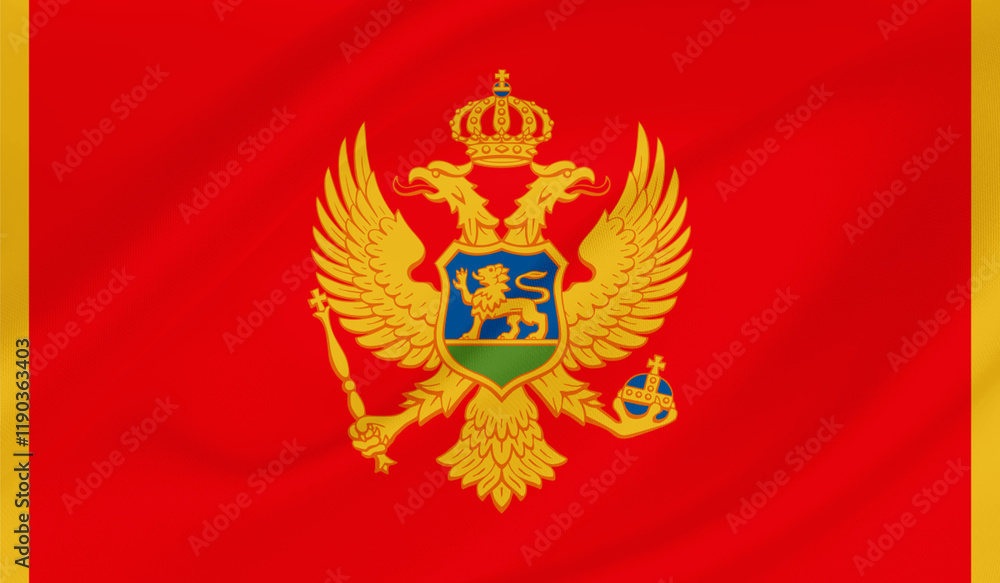 Realistic National Flag of Montenegro Realistic National Flag of Montenegro