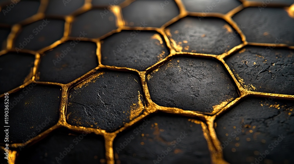 Abstract black background with a gold hexagon pattern, perfect for creating a luxury wallpaper for banners or posters Abstract black background with a gold hexagon pattern, perfect for creating a luxury wallpaper for banners or posters