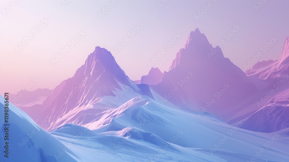 Abstract Snowy Mountain Peaks with Pink and Blue Gradient Abstract Snowy Mountain Peaks with Pink and Blue Gradient