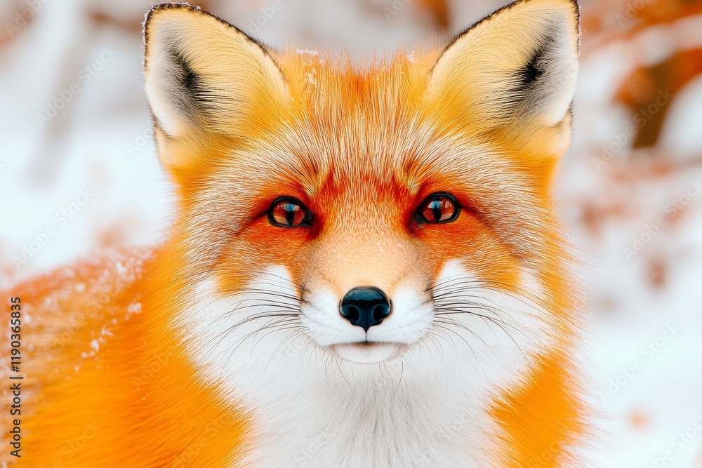 Fototapeta premium A vibrant red fox standing in a snowy forest. Generative AI