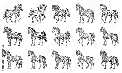 Horse Line Drawing for Kids, Perfect for Coloring Books, Early Learning, and Artistic Exploration on a White Background.