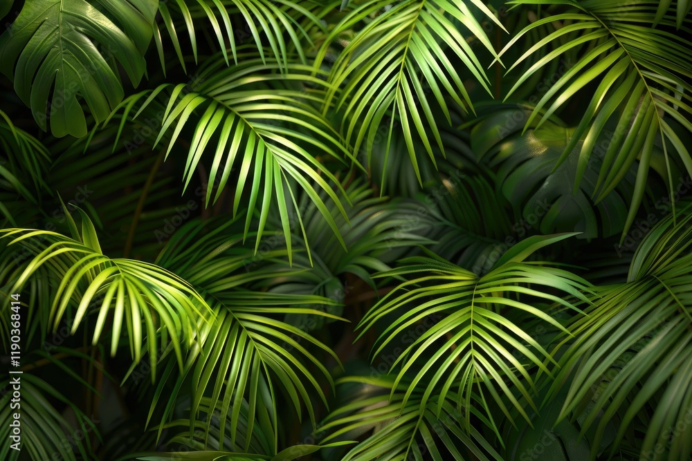 High Resolution Visual of View of Green Palm Trees with Beautiful Foliage in an Urban Setting High Resolution Visual of View of Green Palm Trees with Beautiful Foliage in an Urban Setting