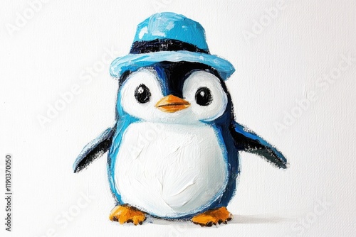 Charming penguin character adorned with stylish blue hat and viv