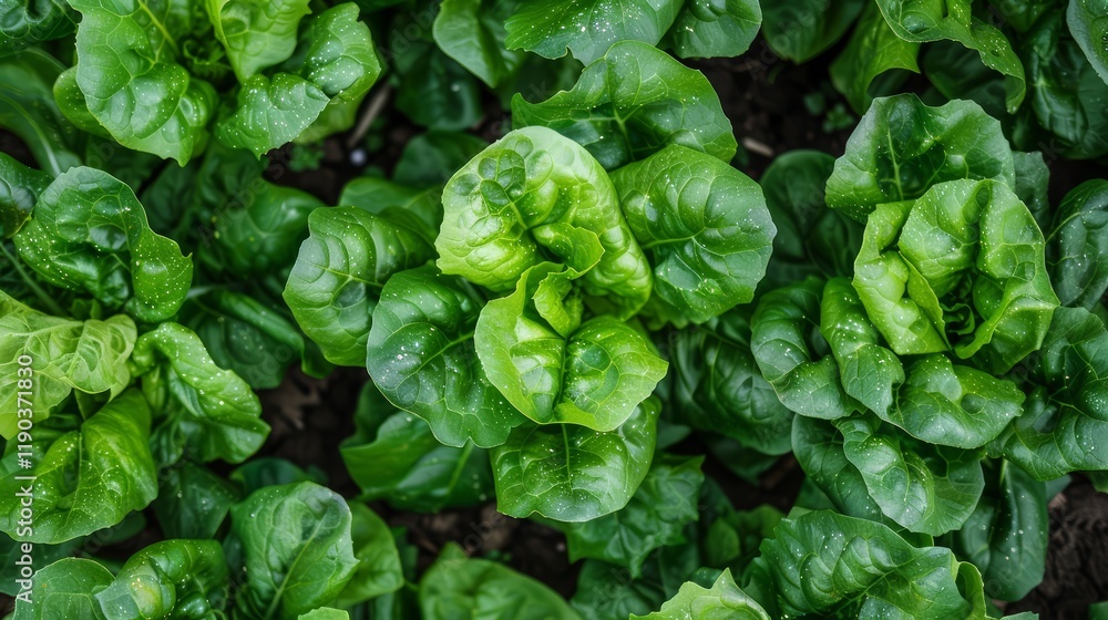 Fresh Green Lettuce Growing in Garden Soil Fresh Green Lettuce Growing in Garden Soil