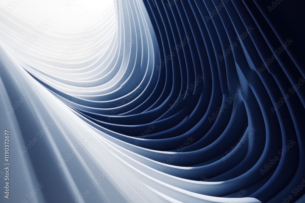 Naklejka premium Abstract swirling blue and white 3D wave pattern.