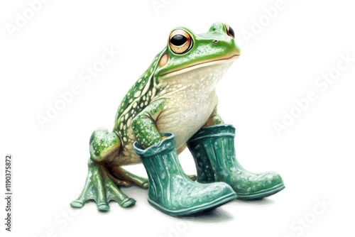 Frog wearing colorful boots showcases playful character and whim