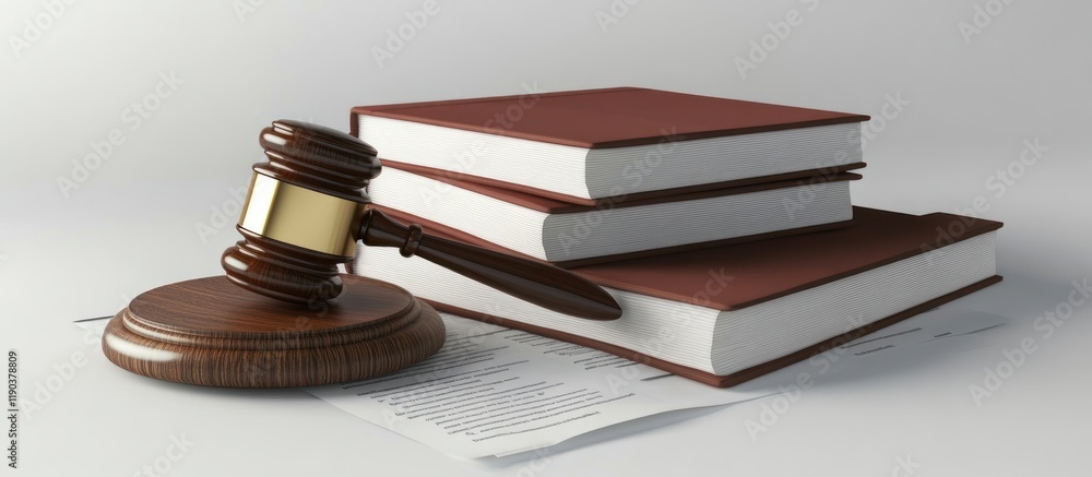 Gavel, law books, and legal documents on white background. Gavel, law books, and legal documents on white background.