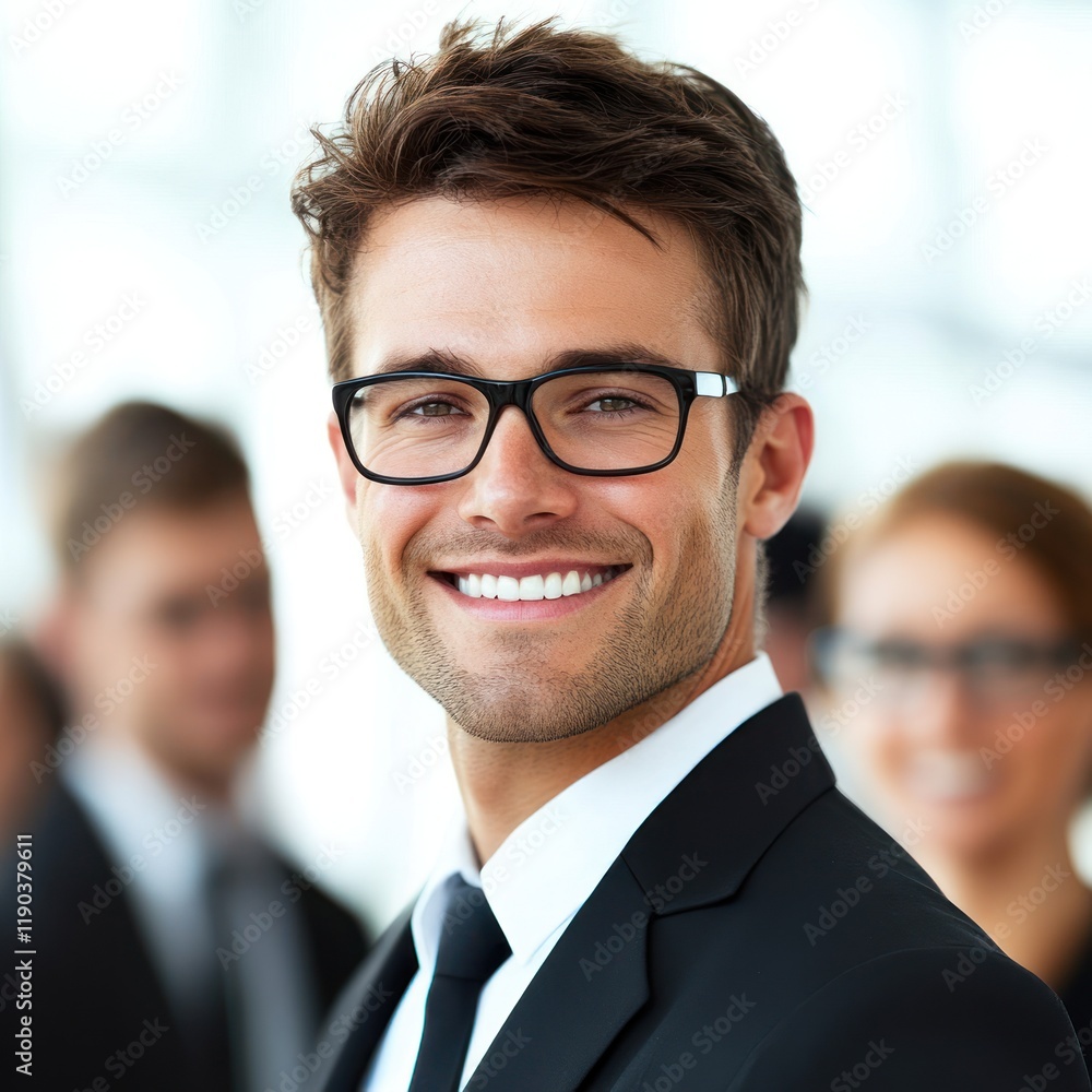 Smiling businessman in suit and glasses. Smiling businessman in suit and glasses.