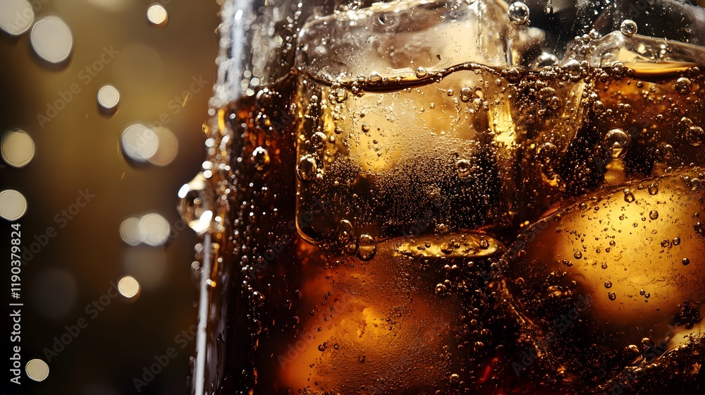 Closeup of Iced Cola Drink with Bubbles Closeup of Iced Cola Drink with Bubbles